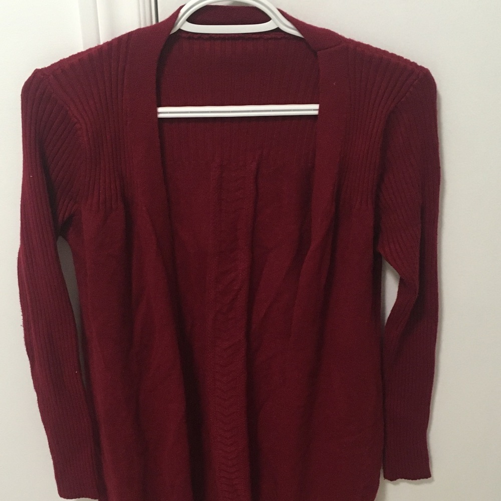 women‘s wine red Tassel Trim Open Front fringe Warm Comfy sweater Cute cardigan